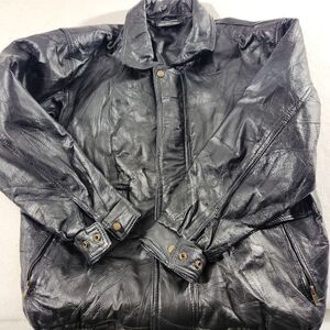 Gianni Velente Milano Black Genuine Leather Italian Button Biker Jacket Men’s XL